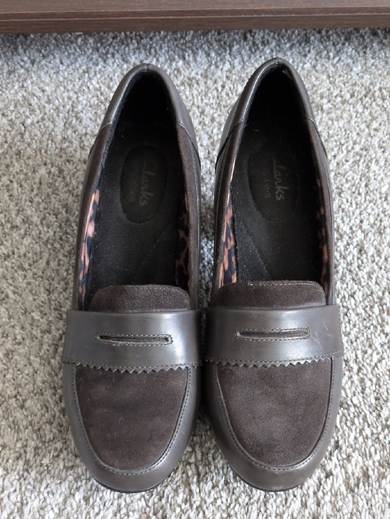 Clarks Shoes - Clarks Women's Dark Brown Suede & Leather Slip-On Loafers